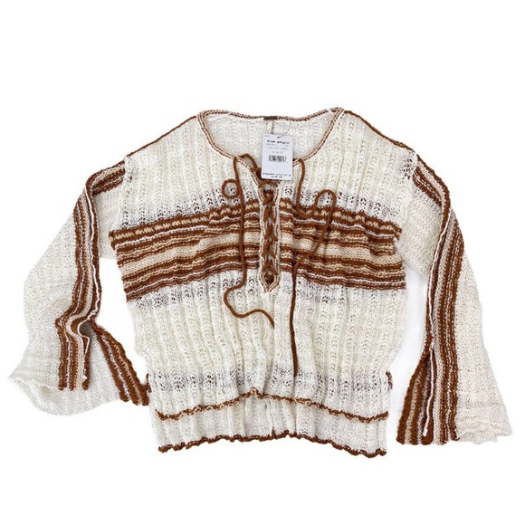 Free People Boho Marina Bay Crochet Open Knit Lightweight Lace Sweater Size XS - Picture 8 of 10